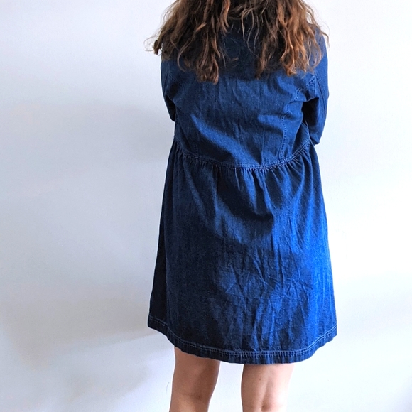 Dark Denim Babydoll Dress w Black Velvet Collar - Picture 5 of 5